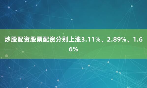 炒股配资股票配资分别上涨3.11%、2.89%、1.66%