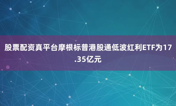 股票配资真平台摩根标普港股通低波红利ETF为17.35亿元